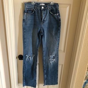 Dad Jeans with Split Flare Detail